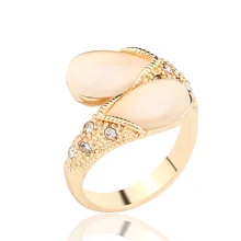 New Winter Fashion Gold Silver Plated unique Crystal Retro Oval Stone Opal Ring For Women Accessories Jewelry Anel Feminino Gift