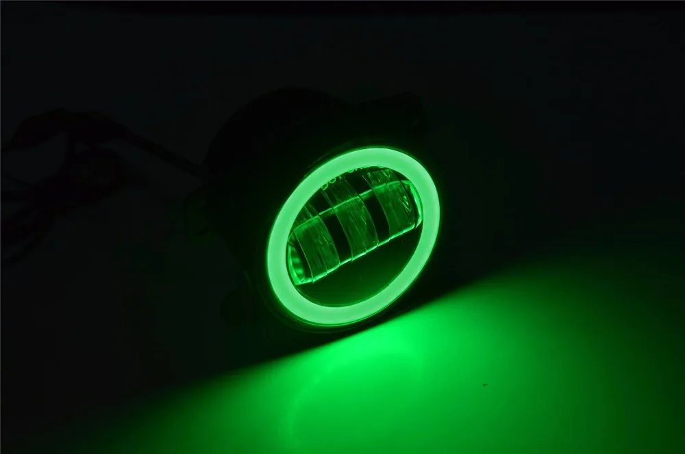 4 дюйма 30 Вт Светодиодный светильник на голову противотуманный светильник DRL светильник для JEEP TJ LJ JK JKU Rubicon Sahara Dodge Chrysler передний бампер внедорожный светильник s - Цвет: Green  halo