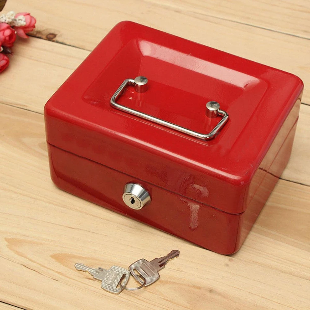 Stainless Steel Metal Petty Cash Box Lock Bank Deposit Safe Key