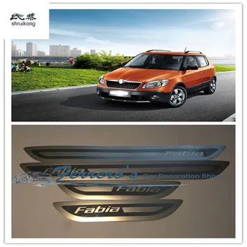 

4pcs/lot stainless steel car stickers styling door sill Scuff Plate pedal cover For 2007-2018 SKODA FABIA II III 542 NJ3