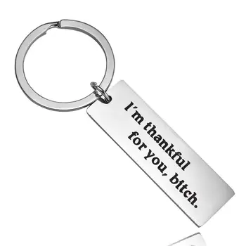

12PC/Lot Stainless Steel Thank You Gift I'm Thankful for You Bitch Friendship Keychain Best Friend Appreciation Gift Keyring
