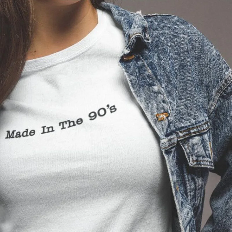 

Made In The 90's Women Clothes Tumblr T Shirts 90's Vintage Slogan Black White Printed Tshirt Streetwear Harajuku Hip Hop Tees