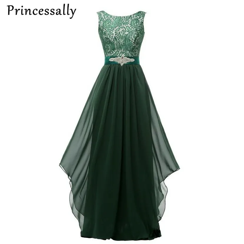 

Emerald Green Lace Long Evening Dress Ruffles Crystal New Arrival Banquet Elegant Backless Prom Dress Mother of The Bride Dress