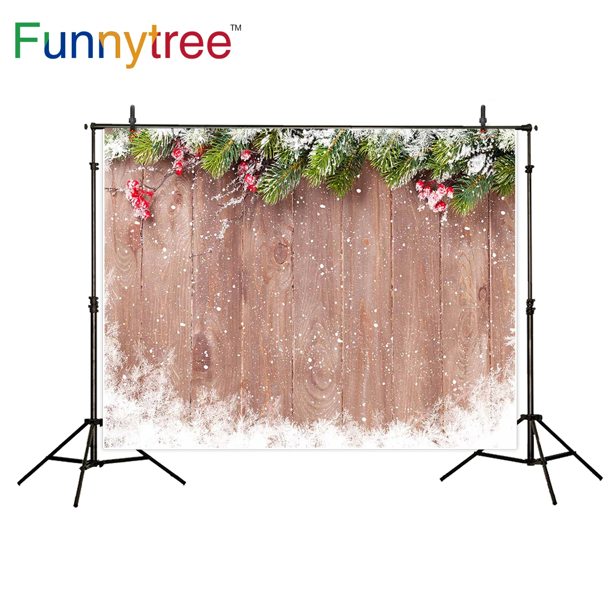 Фоны для фотосъемки Funnytree Рождественские украшения снег Декор деревянная рамка в