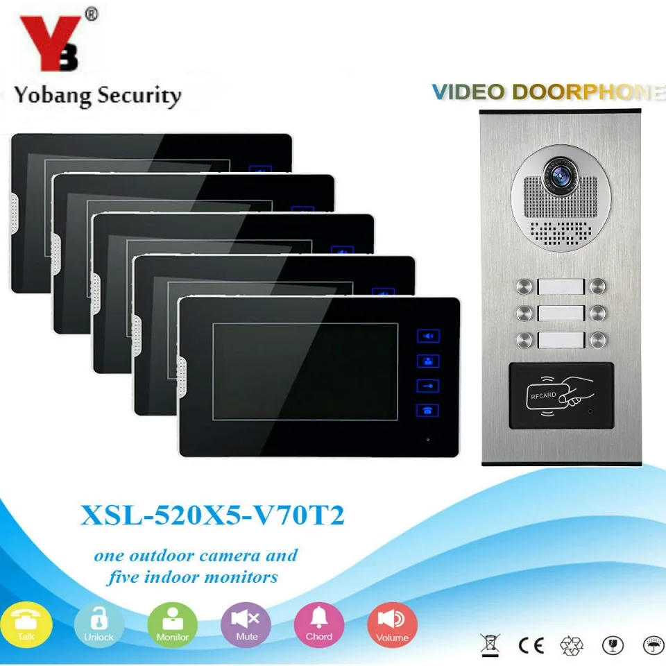 

Yobang Security Wired 7Inch Monitor Video Screen Video Intercom Speakerphone System For the Private Home/Apartment/Home Security