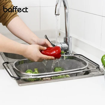 

Stainless steel retractable drain basket sink bowls plates drain rack bowl rack water wash kitchen shelf