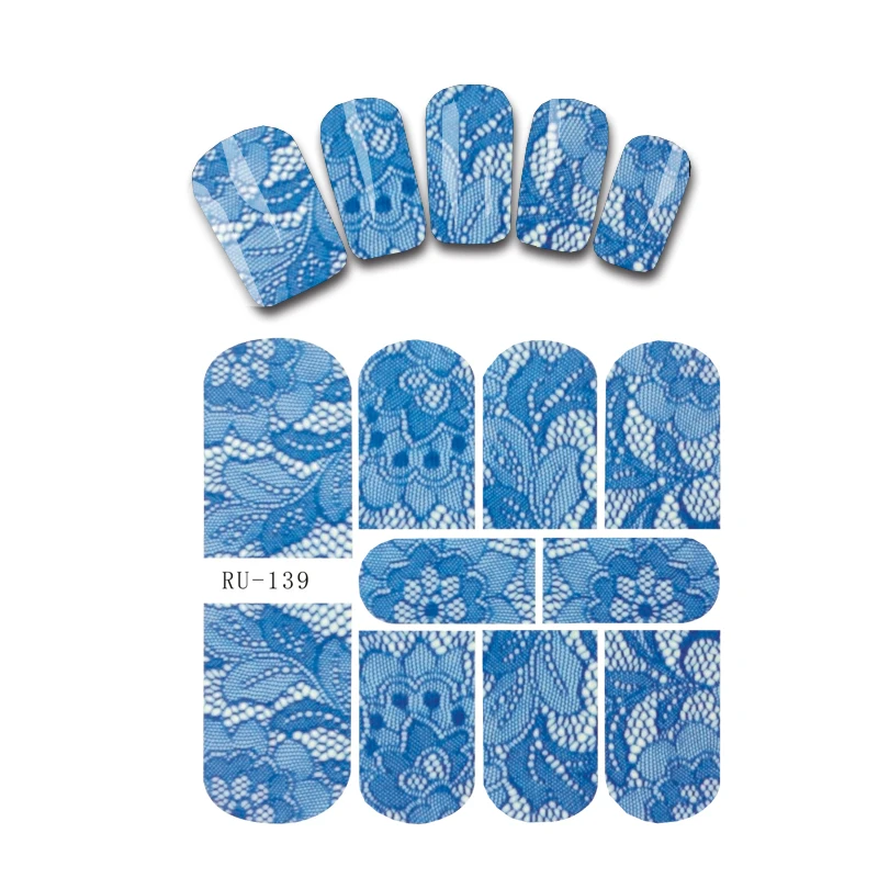Nail Sticker WATER DECAL FLOWER BLUE FLOWER PATTERN BLACK TRIBAL TATTOO CAT KITTEN font b PUSSY