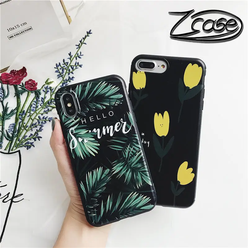 

Tulip Flowers Leaves Printed Soft TPU Silicone Case For iPhone X XS XR XS MAX Protective Cover Case For iPhone 7 8 6 6S Plus