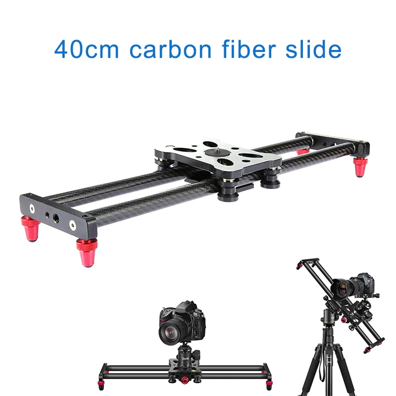 15,7 дюймовый ползунок для камеры из углеродного волокна с 4 роликовыми подшипниками для видеосъемки UY8 - Цвет: Черный