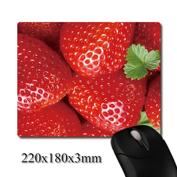 

Mouthwatering strawberry close-up printed Heavy weaving anti-slip rubber office mouse pad Coaster Party favor gifts 220x180x3mm
