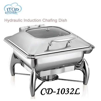 

Hydraulic Induction Chafing Dish with 2/3GN food pan 6L Buffet stove pot holloware boiler restaurant Cafeteria
