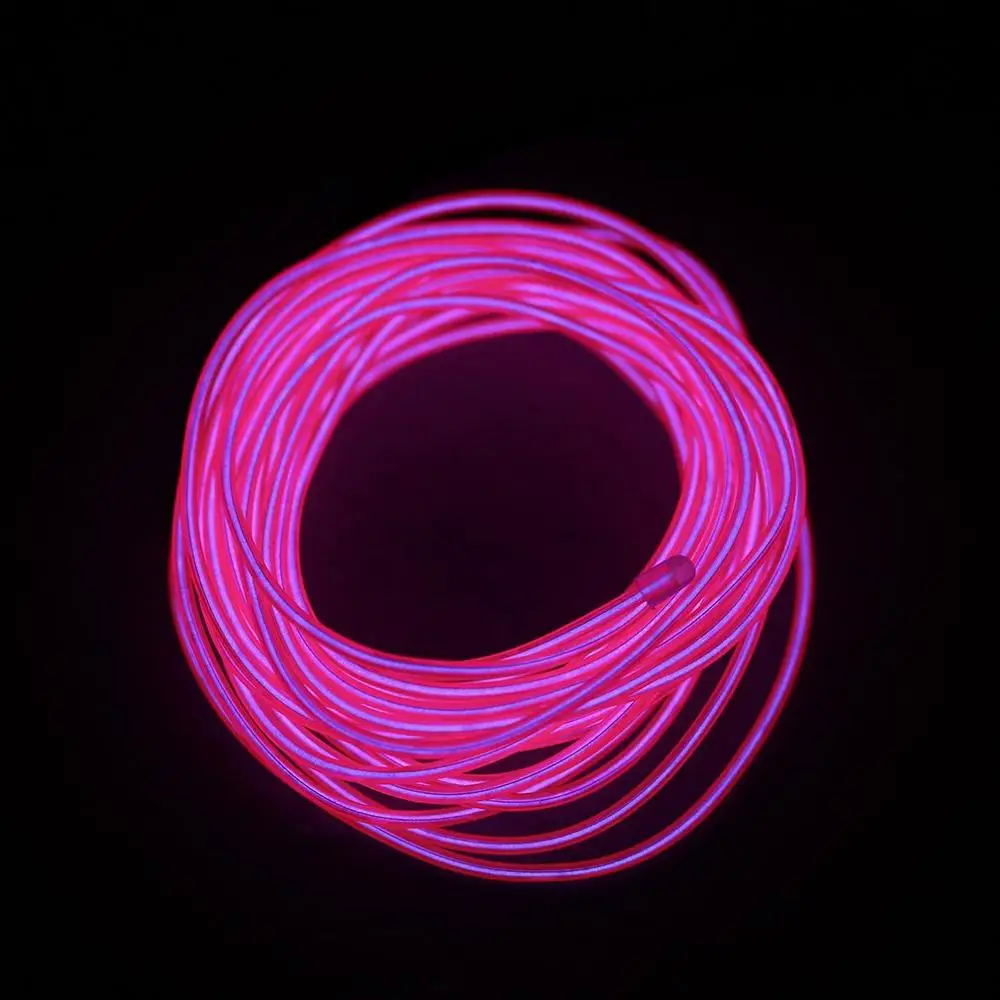 Новинка, 5 цветов, 5 м, гибкий неоновый светильник, светящийся, EL, провод, веревка, лента, кабельная полоса, светодиодный, неоновые огни, обувь, одежда для автомобиля, водонепроницаемая светодиодная лента - Испускаемый цвет: pink
