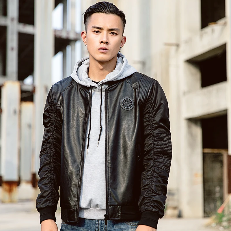 Лоскутная куртка бомбер Jaket Мужчины искусственная кожа Бейсбол jaket