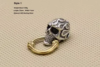 

SOQMO Genuine 925 Silver Skull Pendant Men Punk Rock Vintage Necklaces Pendants Skeleton Jewelry SQM109