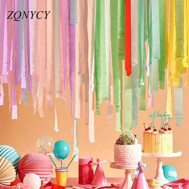 32ft 10m Crepe Paper Streamers DIY Paper Garland Photography Backdrops  For Wedding Birthday Party Baby Shower Venue Decoration