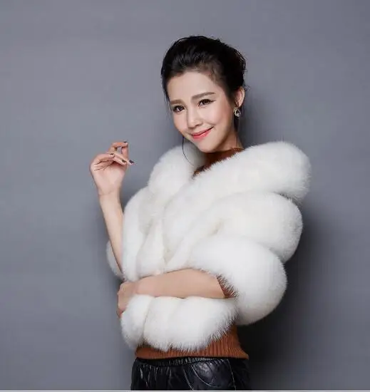 Women Bridal Wraps Shawl Faux Fur Wrap Bolero Wedding Cape Bridal Shawl Fur Cape Winter Ivory Cloak Boler LT034