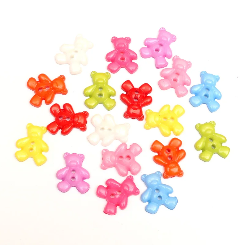 

100Pcs 2 Hole Mixed Bear Acrylic Sewing Buttons For Clothes Scrapbooking Decorative Botones Handicraft DIY Sewing Accessories