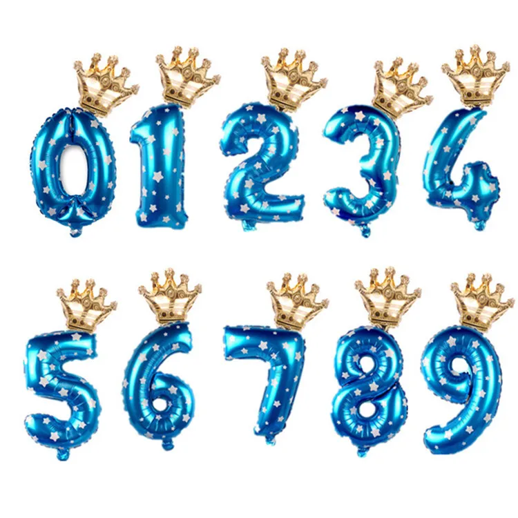 2 шт./лот 32 дюймов номер Фольга воздушные шары цифры Воздушный баллон детское День рождения и надписью «Wild One» для вечерние украшения - Цвет: Blue dot
