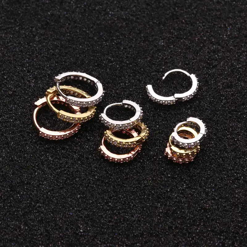 1PC Silver And Gold Color Cz Nose Hoop Helix Cartilage Earring Daith Snug Rook Tragus Ring Ear Piercing Jewelry,8mm,yellow gold
