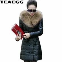 TEAEGG/Черные Зимние Куртки из искусственной кожи для женщин; теплая хлопковая женская кожаная куртка и пальто; Chaqueta Cuero Mujer AL670