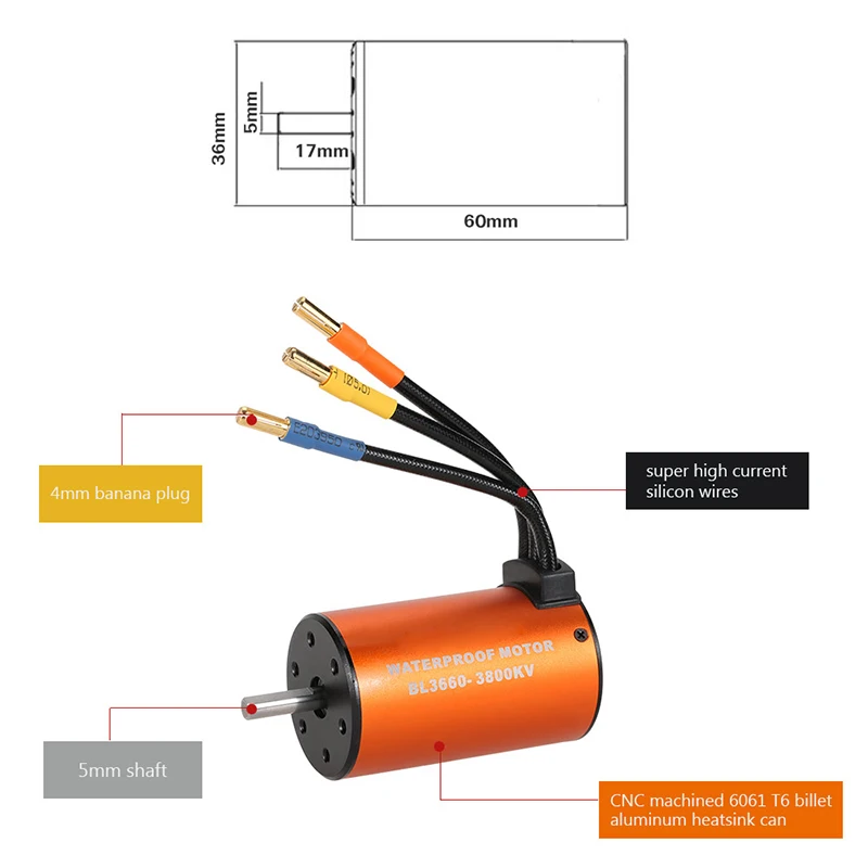 Бесщеточный двигатель FATJAY 3660 3300KV с 36 40 мм куртка водяного охлаждения 4 pole 4T inrunner