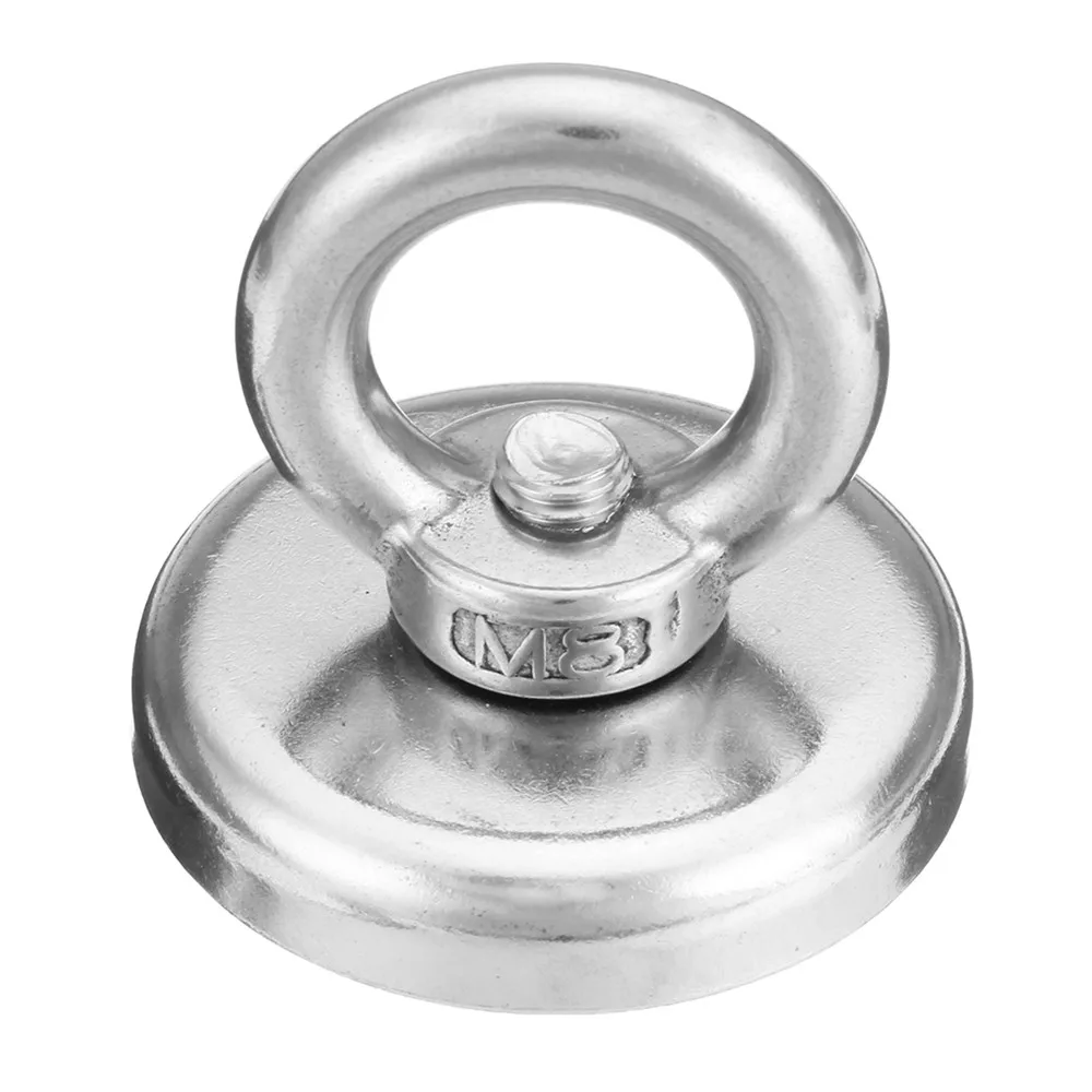 

48x46mm 90KG Strong Neodymium Recovery Magnet Metal Detector Treasure Hunting Fishing Sucker Eyebolt Circular Ring Magnets