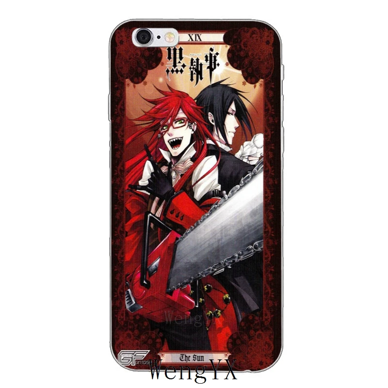 Kuroshitsuji black butler Grell Sutcliff прозрачный мягкий тонкий чехол из силикона для мобильного