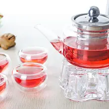 1х 6в1 кунг-фу Кофе Чай Set-335ml из прозрачного стекла чай горшок с нержавеющая сталь заварки и фильтр+ 4* Двойные стенки слой чашки+ теплее