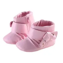 Новинка для новорожденных; дети высокое Prewalker мягкая подошва хлопок Ботильоны Обувь для младенцев теплые Туфли без каблуков Искусственная Кожа загрузки малышей