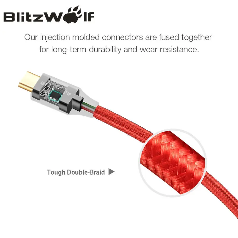 BlitzWolf кабель USB тип-С кабель 1m 1.8m для зарядки мобильного телефона для Xiaomi для Macbook