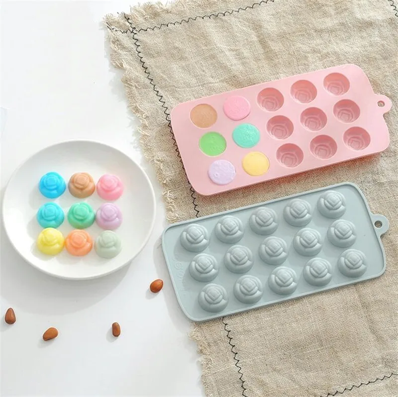 

15 Small Silicone Rose Flower Cake Mold Cake Chocolate Cookie Candy Clay Resin Soap Mold Fondant Cake Decorating Tool