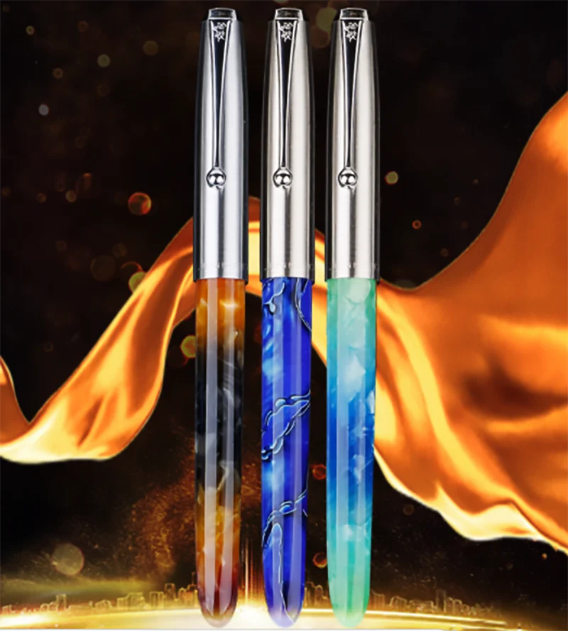 Tampa de Aço Inoxidável de Cristal de Resina Escrita a Tinta para o Office Pen para o 3 Pcs Jinhao Caneta Acrílica Cor Extra Fine Nib 0.38 Milímetros Suave Office 2 Fine Nib 0.38 milímetros Suave Escrita a Tinta pen para o Office