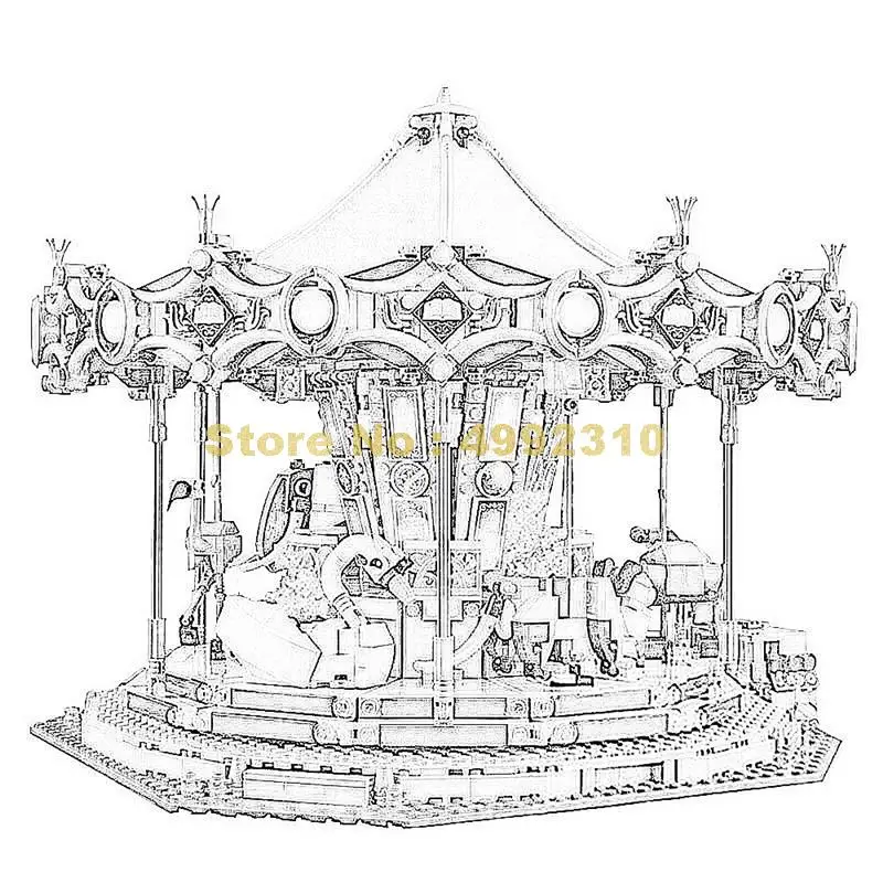 

sy1219 2670pcs street series the new carousel building block 10257 Bricks Toy