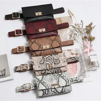 

#H30 Fanny Pack Fashion Serpentine Waist Bag Women Leather Waist Pack Vintage Waist Belt Bags Phone Pocket