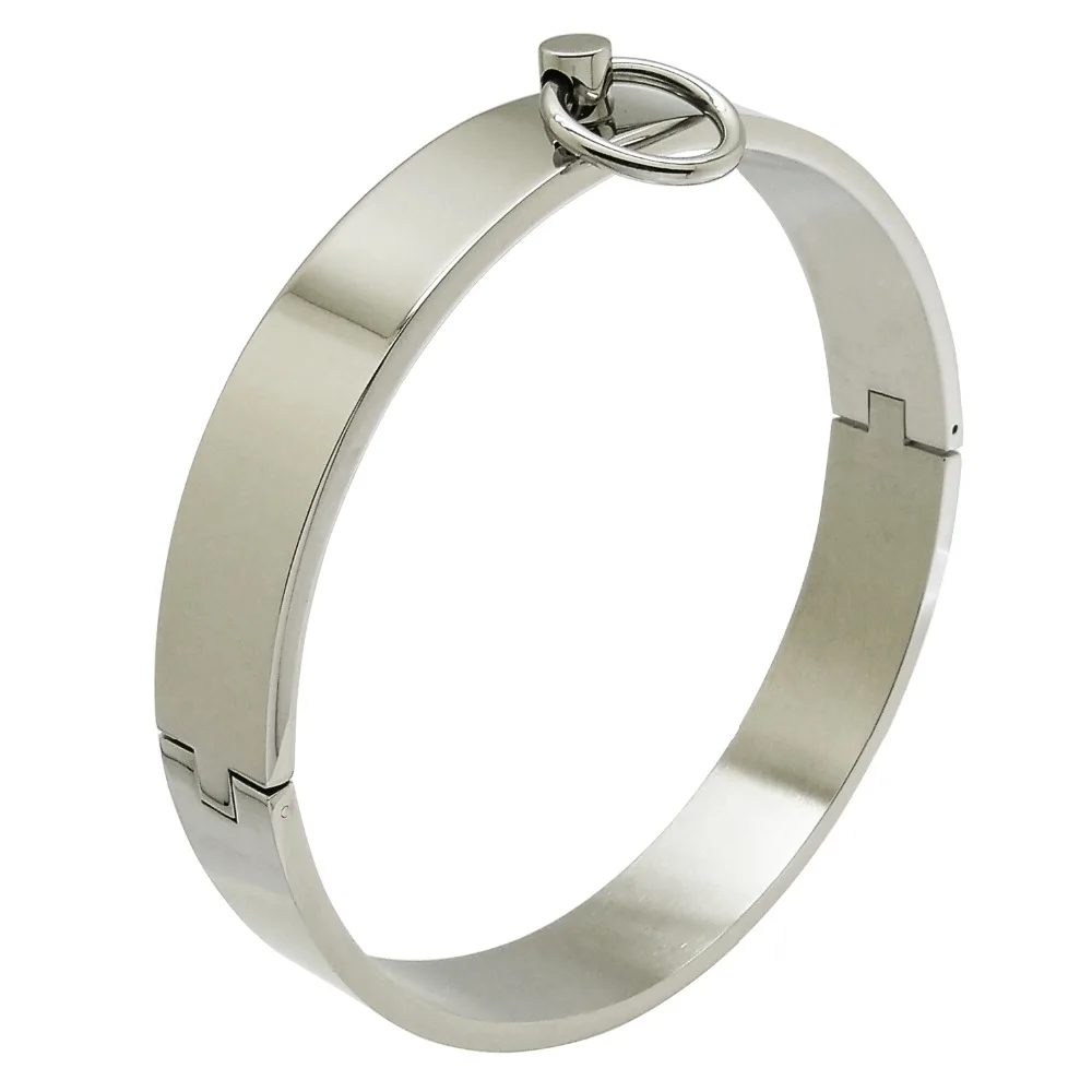 Buy Polished steel locking slave neck collar sexual desire neck cuff fetish