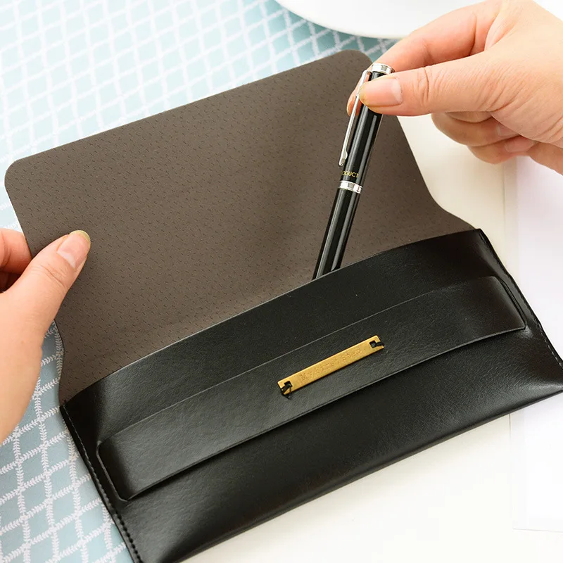 

High Quality Pu Leather Business Multifunctional Storage Bag Big Size PenCase Wallet Cosmetic Bag Wholesale