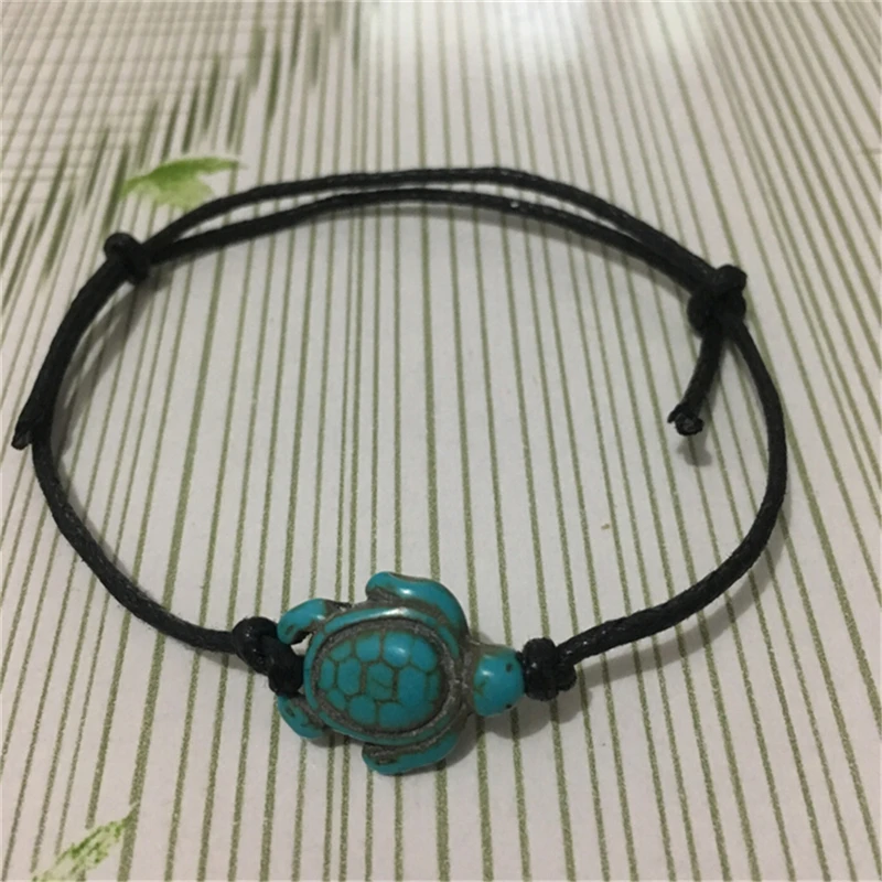 

Green Stone Turtle Rope Ankle Bracelets Summer Foot Accessory Vintage Women Chain Foot Anklets