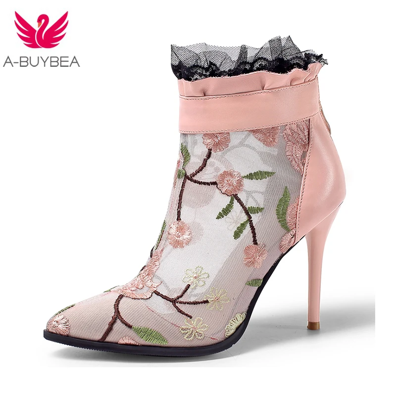 

Womens Boots Autumn Winter 2018 New Fashion Lace Hollow Out Ladies Shoes Woman Leather Sexy Ankle Boots For Women Botas Mujer