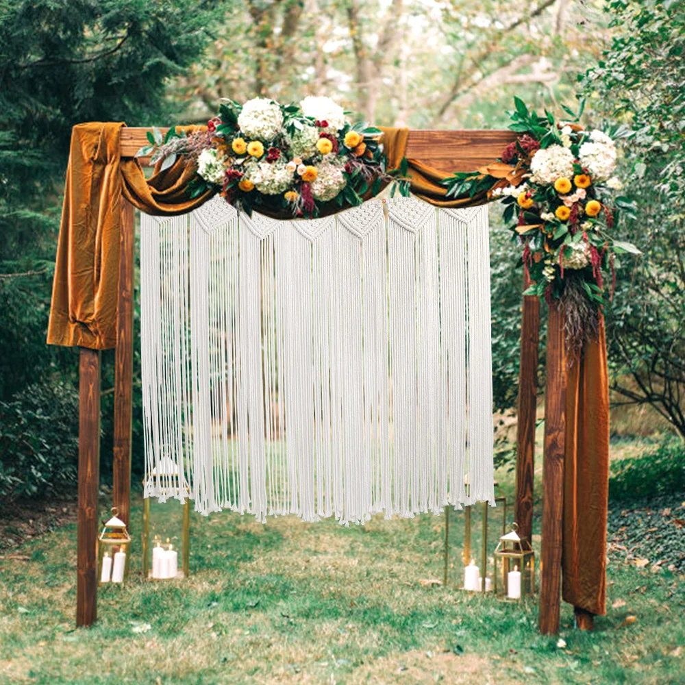 

OHEART Wedding Decoration Tapestry Boho Woven Macrame Wall Hanging Large Beautiful Apartment Dorm Room Decoration