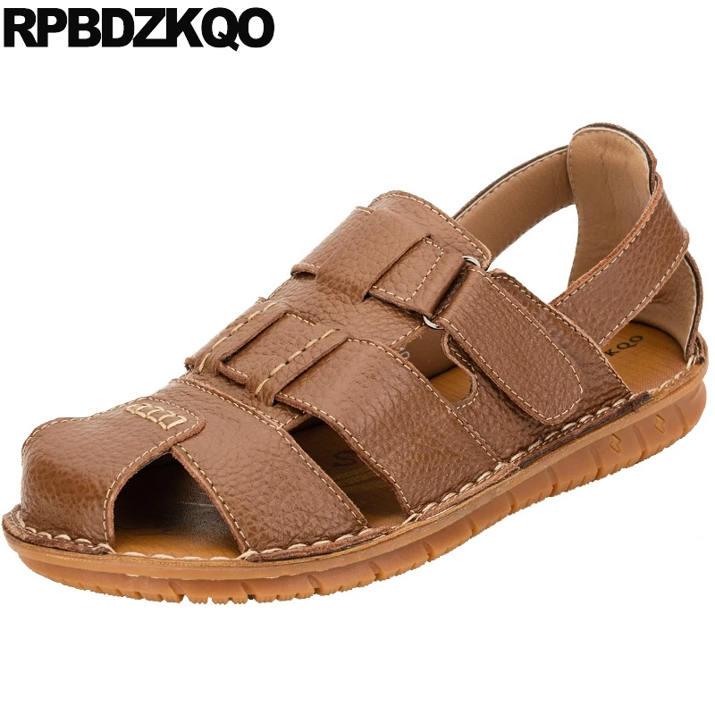 

sneakers high quality closed toe shoes open brown genuine leather italian fisherman native roman men gladiator sandals summer