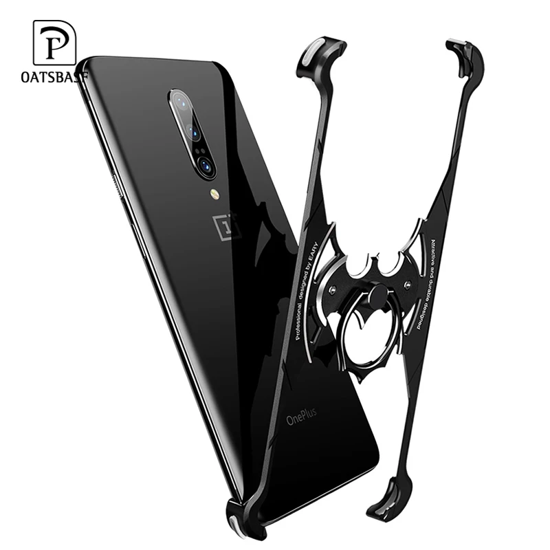 

OATSBASF Bat design Bumper luxury Metal Case for Oneplus 7 7pro Case Personality Shell Metal Cover for Oneplus 7 Case With ring