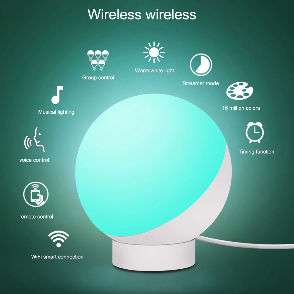 Умная Wifi Регулируемая Настольная лампа с голосовым управлением детская Ночная