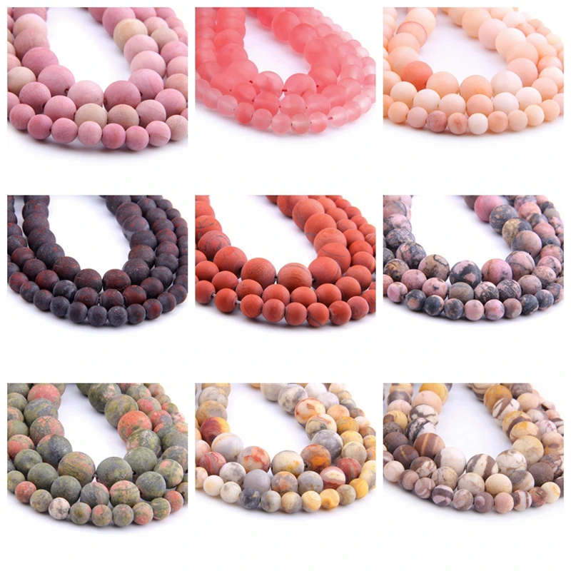 

Matte Rhodochrosite Bead 6 mm 8 mm 10 mm Natural Red Gem Stone Round Loose Beads For Jewelry Making DIY Couple Necklace Bracelet