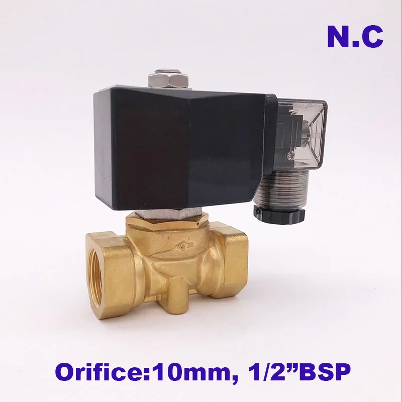 

GOGO 1bar 2 way brass water Normally close solenoid valve 1/2 inch AC 220V Orifice 10mm zero pressure start low pressure valve