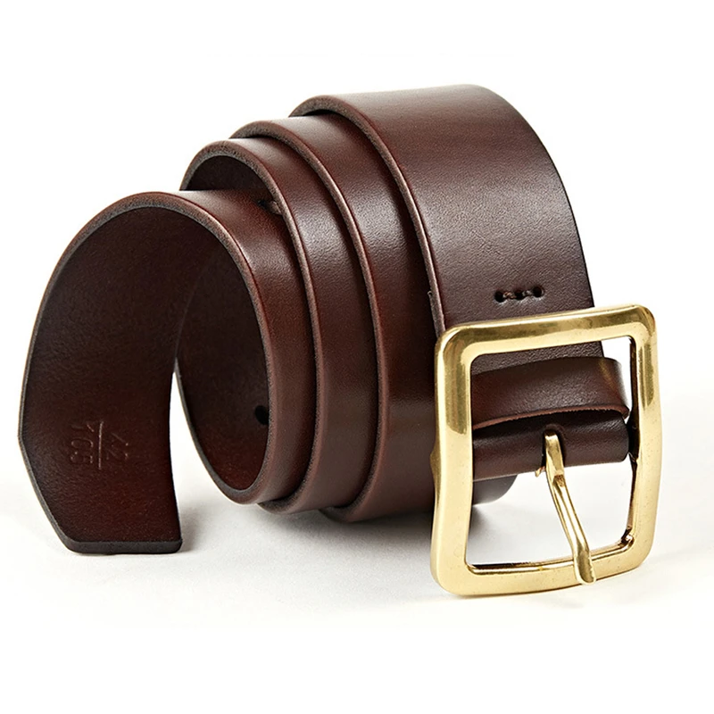 de para hombre hebilla dorada cinturones anchos de cuero para hombre piel de vaca de buena correa marrón|Cinturones de hombre| - AliExpress