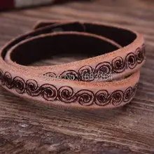 G93 коричневый изысканный рельефный 2-Обёрточная бумага из натуральной кожи на низком ходу браслет наручная повязка наручник для женщин S