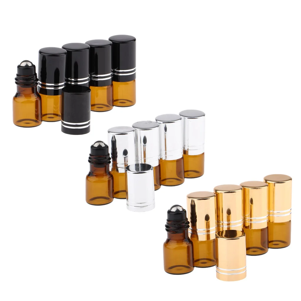 15 Pcs 2ML Empty Glass Essential Oil Perfume Roller Ball Bottles Cases Holder