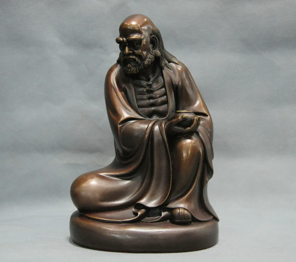 

9'' China Pure Bronze Bodhidharma Buddha Monk Guru Statue Bodhidharma Decoration Crafts