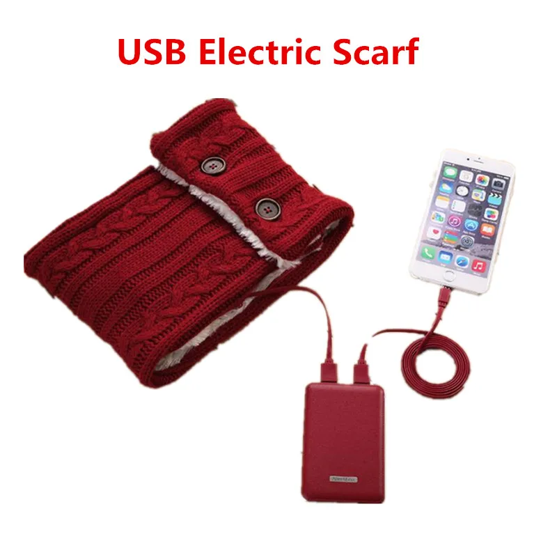 

Free Shipping Creative USB Electric Scarf Simple Couple Models With Mobile Power Pure Wool Electric Heating Collar Fever Scarf