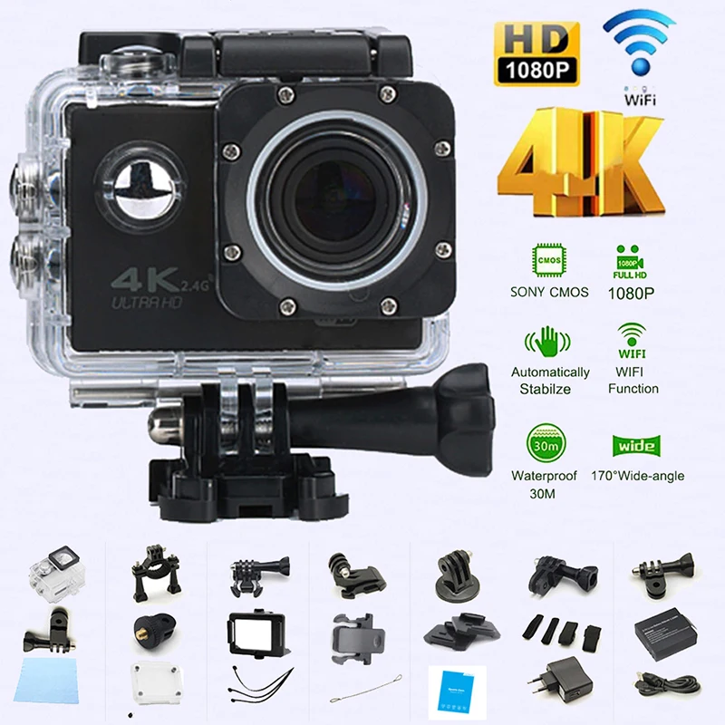 Водонепроницаемая экшн камера с Wi Fi для езды на велосипеде 4K ультра дайвинга 60PFS
